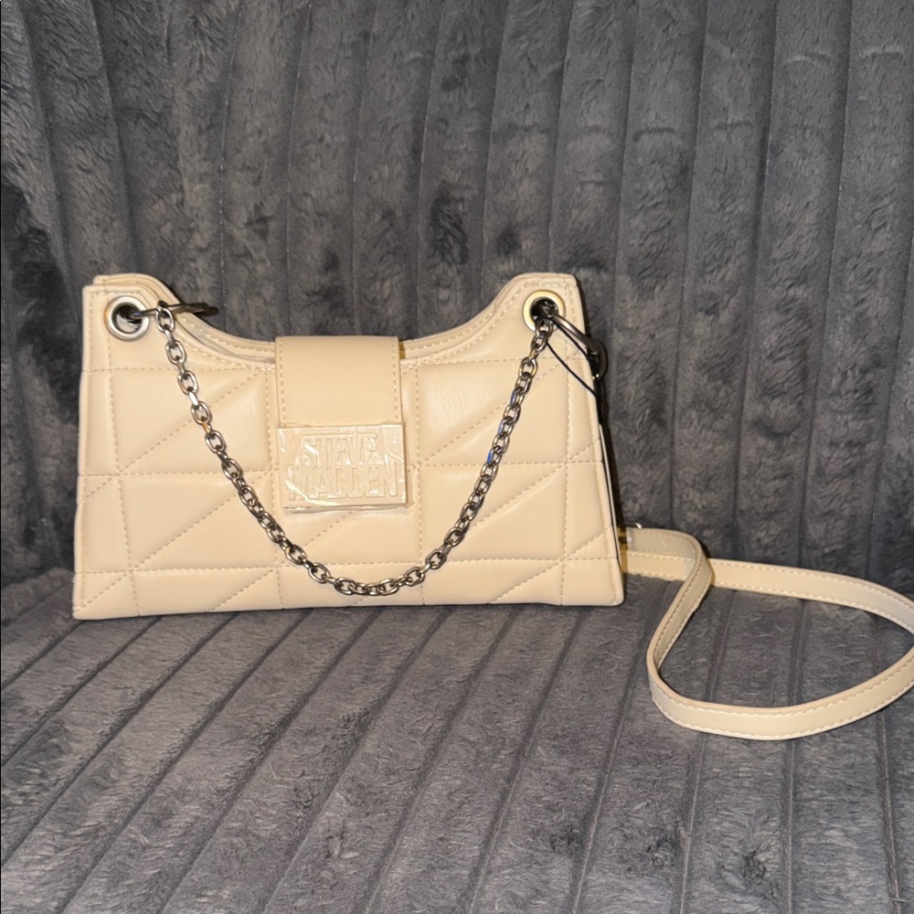 BNWT Steve Madden Blonde Bhera Beige Quilted Crossbody Shoulder Bag
